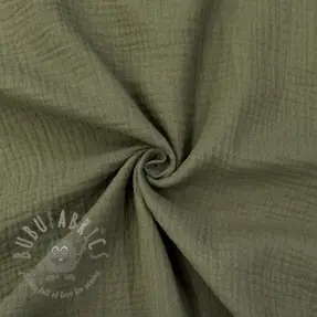 Dubbelgaas/mousseline dark moss green ORGANIC