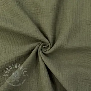 Dubbelgaas/mousseline dark moss green ORGANIC