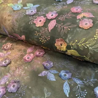 Katoenen stof TIE DYE EMBROIDERY Poppy design N