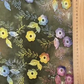Katoenen stof TIE DYE EMBROIDERY Poppy design N