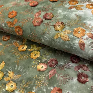 Katoenen stof TIE DYE EMBROIDERY Poppy design O