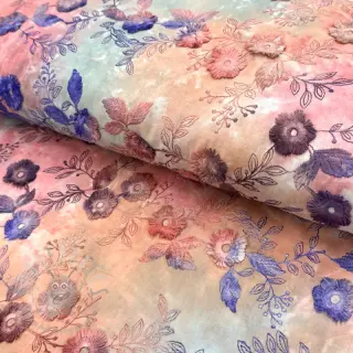 Katoenen stof TIE DYE EMBROIDERY Poppy design R