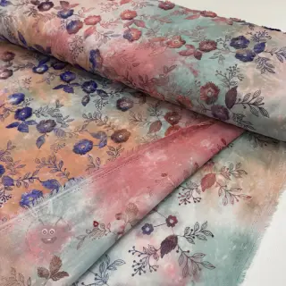 Katoenen stof TIE DYE EMBROIDERY Poppy design R