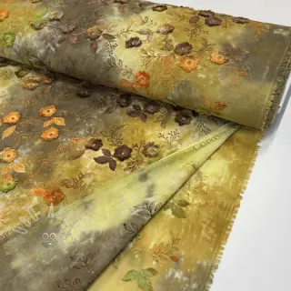 Katoenen stof TIE DYE EMBROIDERY Poppy design P