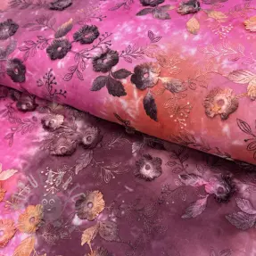 Katoenen stof TIE DYE EMBROIDERY Poppy design Q