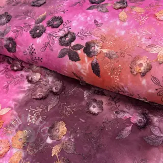 Katoenen stof TIE DYE EMBROIDERY Poppy design Q
