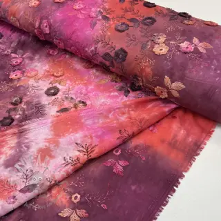 Katoenen stof TIE DYE EMBROIDERY Poppy design Q