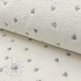 Mantelstof TEDDY Tossed hearts silver