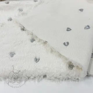 Mantelstof TEDDY Tossed hearts silver