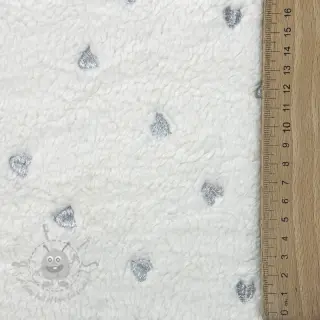 Mantelstof TEDDY Tossed hearts silver