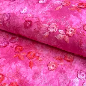 Bavlnená látka TIE DYE EMBROIDERY Poppy design U