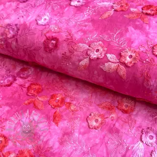 Katoenen stof TIE DYE EMBROIDERY Poppy design U