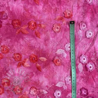 Katoenen stof TIE DYE EMBROIDERY Poppy design U