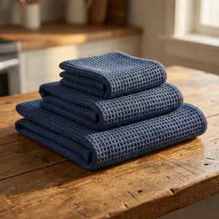 Bavlna s vaflovou väzbou dark jeans