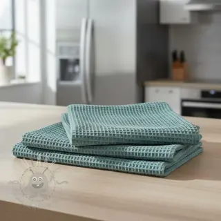 Katoen met wafelbinding cyan