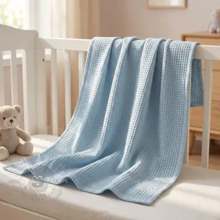 Katoen met wafelbinding blue heaven