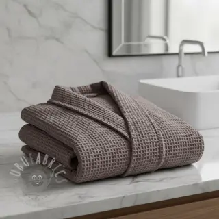 Katoen met wafelbinding taupe