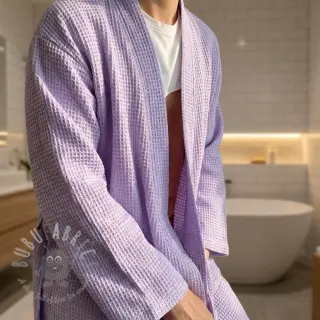 Katoen met wafelbinding bright lilac