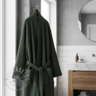 Katoen met wafelbinding army green