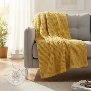 Katoen met wafelbinding soft yellow
