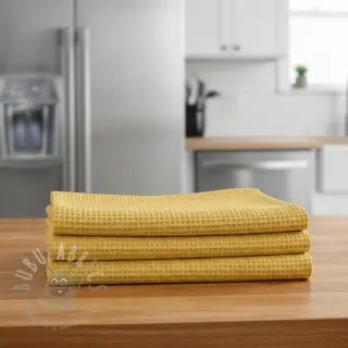 Katoen met wafelbinding soft yellow