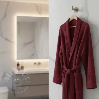 Katoen met wafelbinding bordeaux