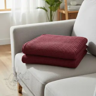 Katoen met wafelbinding bordeaux