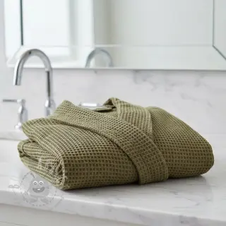 Katoen met wafelbinding moss green