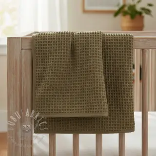 Katoen met wafelbinding moss green