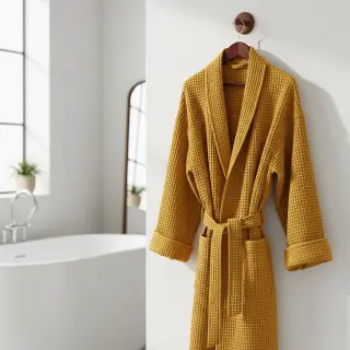 Bavlna s vaflovou väzbou ochre
