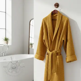 Katoen met wafelbinding ochre