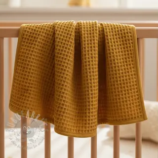 Katoen met wafelbinding ochre