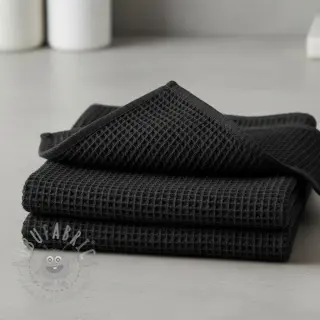 Katoen met wafelbinding black