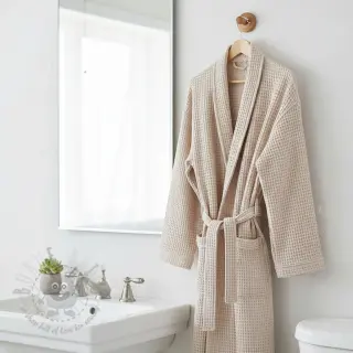 Katoen met wafelbinding light beige