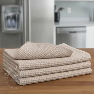 Katoen met wafelbinding light beige