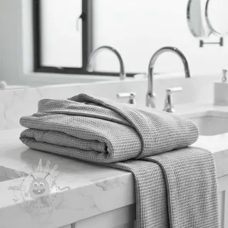 Katoen met wafelbinding light grey