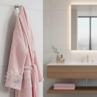 Katoen met wafelbinding light rose