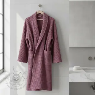 Katoen met wafelbinding mauve