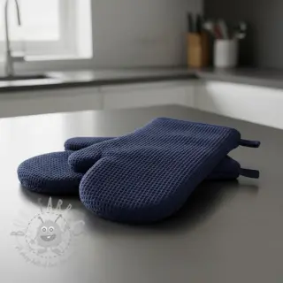Katoen met wafelbinding navy