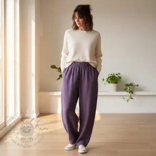 Voorgewassen linnen 170 g aubergine