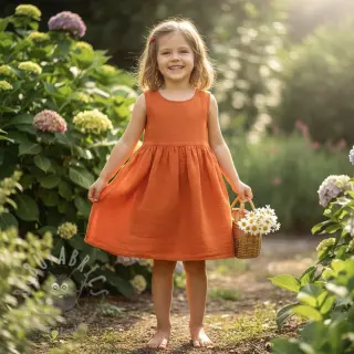 Voorgewassen linnen orange