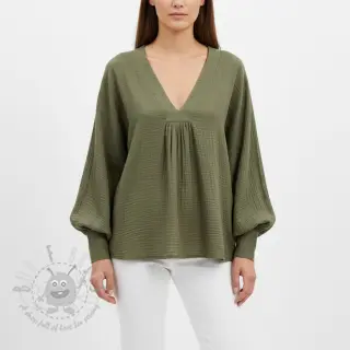 Dubbelgaas/mousseline dark moss green