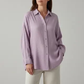 Dvojitá gázovina/mušelín soft lilac ORGANIC