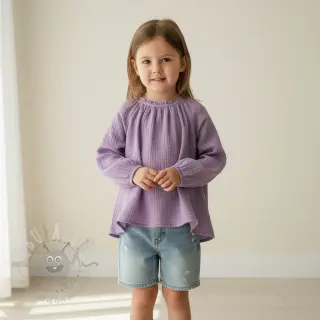 Dubbelgaas/mousseline dark lilac ORGANIC