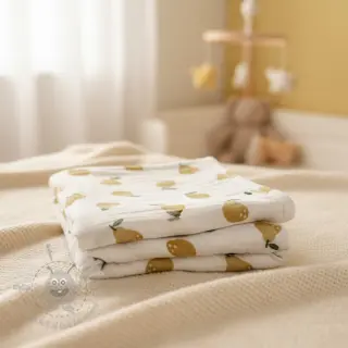 Dubbelgaas/mousseline Pears design B digital print