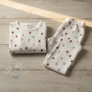 Dubbelgaas/mousseline Fruits apple white