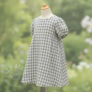 Dubbelgaas/mousseline LINEN YARN DYED Checks grey natural