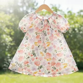 Dubbelgaas/mousseline Big summer flowers digital print