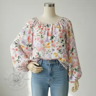 Dubbelgaas/mousseline Big summer flowers digital print