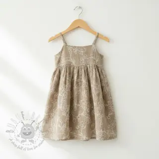 Dubbelgaas/mousseline EMBROIDERY Climbing flowers beige